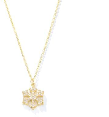 RDSGYZ Gold Kette Damen 585 Echtgold, Halskette Schneeflocke mit Diamant Anhänger Charms mit Kette Gold 45CM