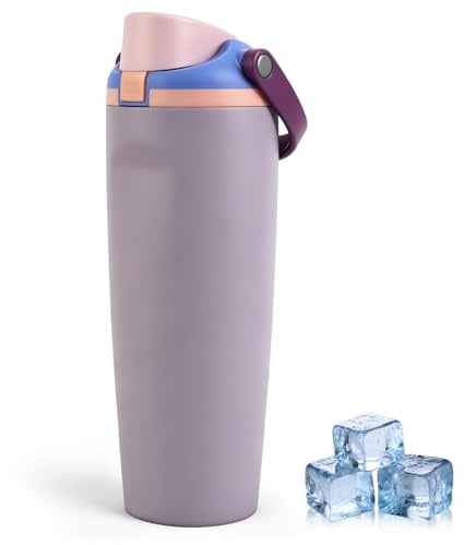 ZAKVOP Botella Termica con Pajita, 900ml Botella Agua Acero Inoxidable | Tapa 2 en 1 con Pajita y Asa, Acero Inoxidable 18/8,Doble Pared,Bebidas Frías y Calientes,Ideal Deporte,Gimnasio y Viajes