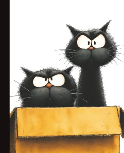 Black Cats in Cardboard Box Notebook | Funny Cat Composition Book | 7.5x9.25 in | 110 Pages | College Ruled Lines