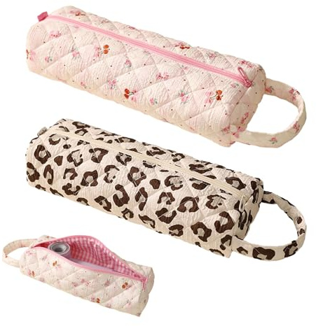 Lilyphon Hair Tool Bag 2PCS Organizer Soft Portable for Dyson Airwrap Travel Case for Shark Flexstyle Storage Case with Most Hairdryers Curling Irons, Straightener(Cherry/Leopard Print)