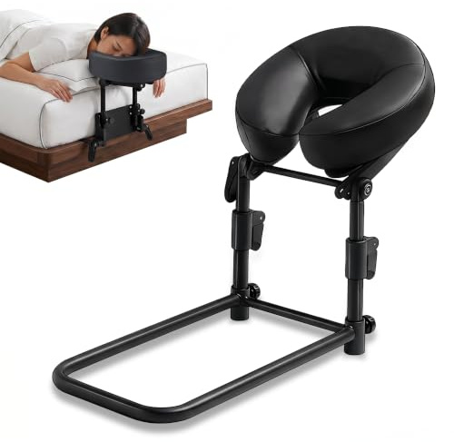 Lifegogo Massage Headrest for Bed - 14-45cm Adjustable Head Cradle | Comfortable 27x42cm Metal Base Top Kit for Home Mattress Beauty Facial or SPA