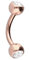 PIERCINGLINE Chirurgenstahl Banane ZWEI KRISTALLE Gebogener Piercing Stab Augenbraue Brust Intim Ohr roségoldfarben 1,2 x 8 x 3 mm