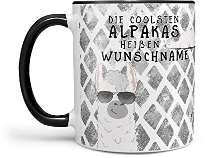 Sunnywall Keramik Tasse Kaffeebecher Alpaka Lama Coolsten Alpakas Heißen | Keramikbecher 330 ml spülmaschinengeeignet für Kaffee Tee Büro Alltag mit Motiv und Namen personalisierbar