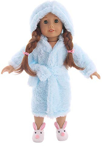 Uteruik Puppen-Bademantel Nachtwäsche Pyjama Nachthemd Kleidung für 46 cm Our Generation Mädchenpuppe, Blau