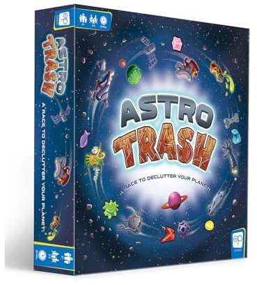 USAOPOLY Astro Trash Family Board Game | Fast Paced Family Dice Board Game | Be The First to Rid Your Planets of Cosmic Trash in This Fast Paced Family Fun Board Game to Win!