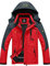 GEMYSE Uomo Giacca da Sci impermeabile montagna Giacche Pile invernale antivento Cappotto con Cappuccio (Rosso Grigio,L)