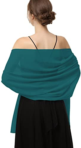 Chiffon-Schals, Schals für Braut, Hochzeit, Party, Abendkleid und besondere Anlässe Kleider, Tealgreen, Länge (79) * Breite (19)
