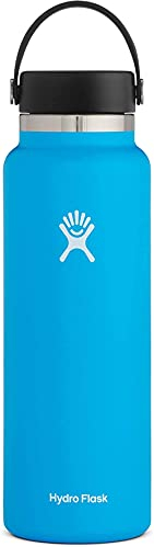 Hydro Flask - Trinkflasche 1180ml (40oz) - Vakuumisolierte Wasserflasche aus Edelstahl - Sportflasche mit auslaufsicherem Flex Cap & Gurt - Thermoflasche Spülmaschinenfest - Weite Öffnung - Pazifisch