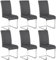 Yaheetech Chaises de Salle à Manger Lot de 6 Chaises Similicuir Chaise de Cuisine Piètement Acier Chromé Revêtement Hauteur Assise 50 cm Gris