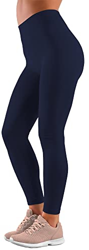 Love My Fashions® Womens Super Soft High Waisted Elasticated Warm Thick Fleece Lined Seamless Full Length Leggings Navy Blue