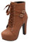 LUXMAX Stivali Platform Donna con Tacco Alto Blocco Lace-up Stivaletti Tacchi Alti 12 CM (Marrone) - 39 EU