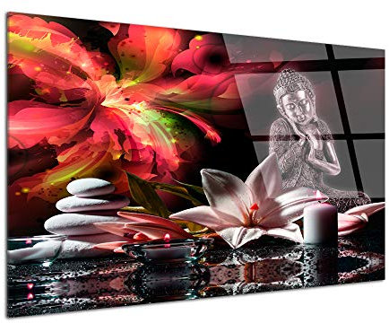 DECLINA Tableau Plexiglas DÉCOR Zen Rouge - Impression Verre Acrylique Zen - Décoration Murale pour déco Maison, Cuisine, Salon, Chambre, Bureau - 50x30 cm
