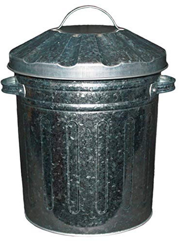 Muddy Hands 15 Litre Small Metal Bin with Lid Recycling Rubbish Waste Paper Dustbin (Galvanised)