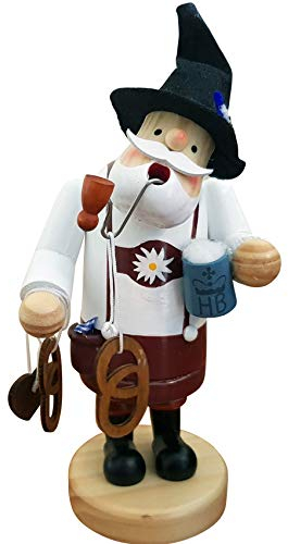 Räucherfigur Bayer - XL 19cm Holz - stilecht mit Lederhose Brezel Bierkrug und Hut