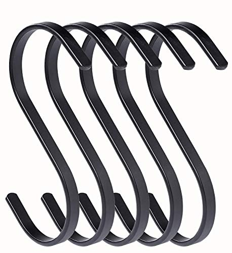 DOUYAO 5 Stück S-Form Schwarzer Haken, Edelstahlhaken, 11cm Groß haken schwarz für Badezimmer, Schlafzimmer, Büro, Küche, Geschäft,Garten
