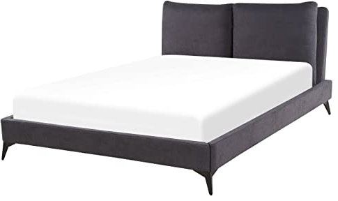 Beliani Elegantes Polsterbett in Dunkelgrau Chenille Stoff mit Lattenrost 160 x 200 cm Melle
