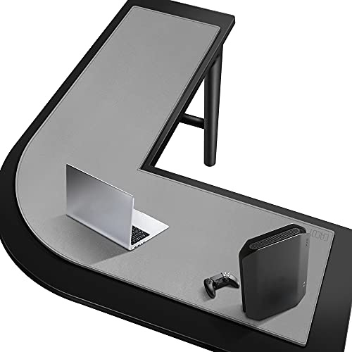 Cacoy L-förmige Schreibtischunterlage (137+150) x40cm, PU-Leder Große Ecke Schreibtischunterlage Wasserdichte Büro-Schreibmatte Computer-Mausunterlage für Zuhause und Büro (Grau)