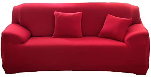 JQDZX Sofabezüge, Jacquard Elastische Sofahusse Abdeckung Wasserdicht Sesselbezug mit Elastischen Riemen, für Sofa Couch, Sessel (Big red,235-300cm)