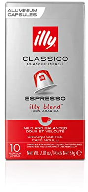 illy - Classico Espresso Coffee Pods - Medium Roast - 100% Arabica Coffee Beans - Nespresso Compatible illy Capsules - Pack of 10
