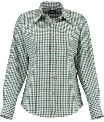 OS Trachten Damen Bluse Langarm Trachtenbluse mit Liegekragen Grovo