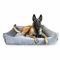 4L Textil Molly Boho Hundebett aus Cord Hundekorb große Hunde Hundekissen flauschig Hundekörbchen Hundesofa (100x80 cm, Grau)