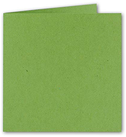 Quadratische Falt-Karten 15 x 15 cm - Vintage Kraftpapier Recycling - Hellgrün - 50 Stück - formstabil - für Drucker geeignet - für Grußkarten, Einladungen & mehr