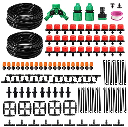 HUAZIZ 2x15 Meter Kit per Irrigazione a Goccia, Sistema Irrigazione, Kit di Micro Irrigazione Automatico Irrigazione Sistema, Set Irrigazione Impianto Goccia Regolabile per Paesaggio/Giardino/Piante