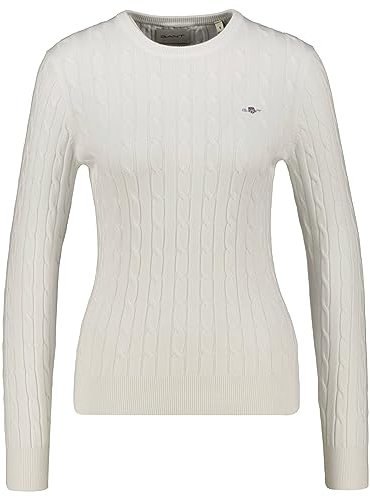 GANT Women's 4800100-113-XXL Stretch Cotton Cable C-Neck, Eggshell, XXL