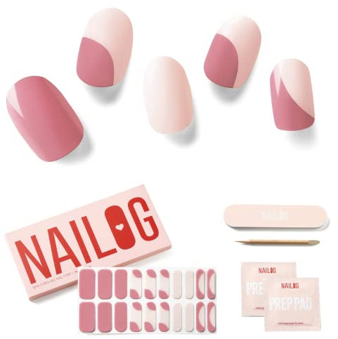 NAILOG Nagelfolie UV Härtend 20 Stück, UV Nagelfolie Langanhaltend Nagelsticker Selbstklebend Gel-Nagelstreifen für Maniküre in Salonqualität, Audrey