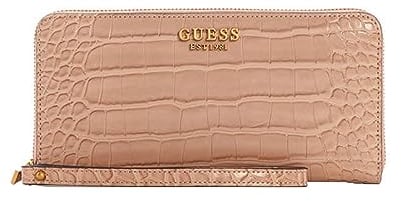 GUESS Women Laurel SLG Large Zip Around Bag, Taupe