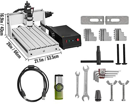 PAKLIF 3/4 Axes CNC routeur graveur 6040/3040/3020 USB fraiseuse 3D PVC Gravure Sculpture Machine Travail du Bois (Color : 3 Axis CNC 3040)