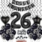 Schwarz 26. Geburtstag Dekoration, Luftballon 26. Geburtstag Deko, Schwarz Tortendeko 26 Jahre Mann, Deko 26. Manner Frau, Deko 26. Ballons