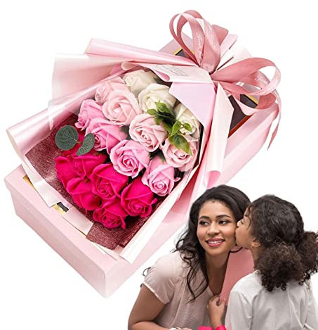 Teksome Bouquet di Fiori di Sapone profumato | Bouquet di Fiori Artificiali di Rosa di Sapone - Sapone Decorativo Floreale profumato Bouquet di Petali di Rosa con Profumo Debole Regalo