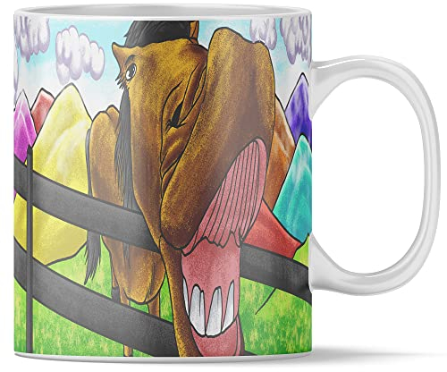 Set di tazze da fattoria con 4 tazze da 11 once – cane, cavallo, mucca e pecora – tazze in ceramica di alta qualità con motivi animali | tazza da tè idea regalo | tazza (cavallo)