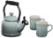 Le Creuset Enamel On Steel Demi Kettle with Metal Finishes & Stoneware Set of 2 Mugs, 1.25 qt. Kettle & (2) 14 oz. Mugs, Sea Salt