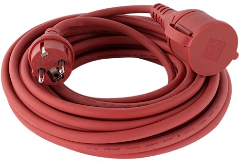 REV Verlängerungskabel 10m außen - Gummi-Kabel (H075RR), IP44, 3680W, rot