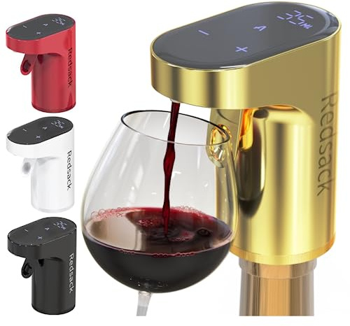 Redsack Wine Aerator – Professional Electric Pourer Compact with Adjustable Dispensing - Auto Drink for All Bottle Sizes Easy to Use and Intuitive Design (Gold) (W-007)