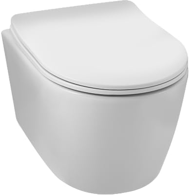 BALNEO WC Suspendu, WC Sans Rebord, Cuvette Suspendue Sans Collier, WC Mural Moderne, avec Planche Amovible Abaissable, Kit de Montage, Céramique, WC LUXA Blanc