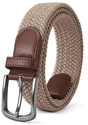 PlusZis Herrengürtel, elastischer Gürtel, Stretch, geflochtener, lässiger Gürtel, 3,5 cm, mit Geschenkbox.