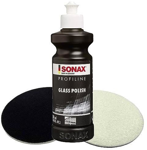 Glaspoliturset bestehend aus einer SONAX 250ml Glass Polish + 2 Stück Flexipads Ø135mm Glas-Polierpads