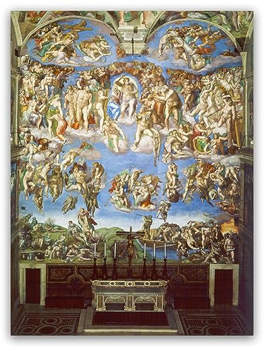 Yomcut Michelangelo Leinwand-Wandkunst – Poster des letzten Gerichts – religiöse Kulturkunst – Renaissance-Gemälde – für Wohnzimmer, Küche, Büro, ungerahmt, moderne Wanddekoration, 30 x 40 cm