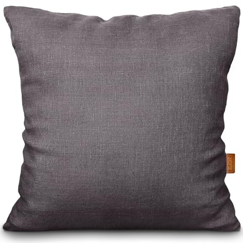 Miqio® Kissenhülle Sula | hochwertiges Leinenkissen 40x40 cm | 100% Leinen | Sofakissen und Dekokissen | Deko für Wohnzimmer oder Schlafzimmer | dunkelgrau anthrazit