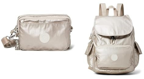 Kipling ABANU MULTI, Borse a Tracolla, Donna, Argento (Metallic Glow), Taglia unica City Pack S, Zaino Donna, Argento (Silver Metallic Glow), Taglia unica