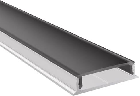 Alumino | Aluminiumprofil für LED-Streifen | 200 cm | Aufputzprofil | inkl. Abdeckung + Zubehör | für 12 mm LED-Streifen (Alu Profil WEISS mit SCHWARZER Abdeckung) | Leine