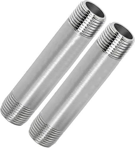 Fitvell Lot de 2 raccords de tuyau en acier inoxydable 304 NPT x 3/8'' NPT fileté mâle 100 mm de longueur, Cache Tuyau Plomberie