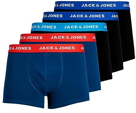 JACK & JONES Herren Unterhosen Shorts Boxershorts Trunks 5er Pack, Farbe:Mehrfarbig, Wäschegröße:S, Artikel:- surf The Web