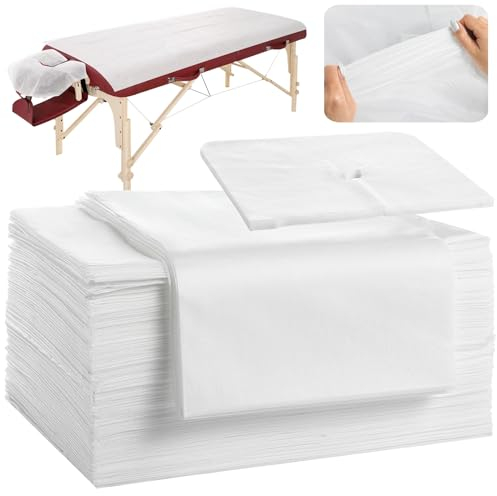 CACAZI Massage-Gesichtswiegenbezüge, 100 Stück Einweg-Gesichtsauflagen-Abdeckungstücher aus weichem Vliesstoff für Massagetisch- und Massagebank-Kopfstützen (50+50Pcs)
