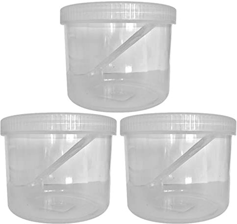 Cennet Plastic Storage Jar With Spoon - Airtight Screw Top Lids Containers For Food Storage Herb, Spices, Sweets Clear Transparent Canister Pots For Kitchen (300ML Pack of 3)