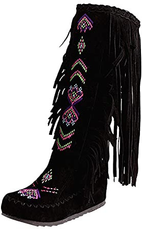 Generisch Damen Chelsea Boots Winterschuhe Langschaft Stiefel Casual Langschaft Boots Rutschfest Sohle Schwarz 39 EU