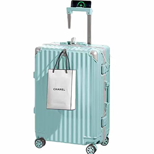 FLNOZAMZ Multifunktions-Mute-Universal-Radgepäck mit großer Kapazität, Trolley-Passwortgepäck, mobiler Fronthaken mit USB-Ladefunktion (Blue 45.5 * 25.5 * 71CM)
